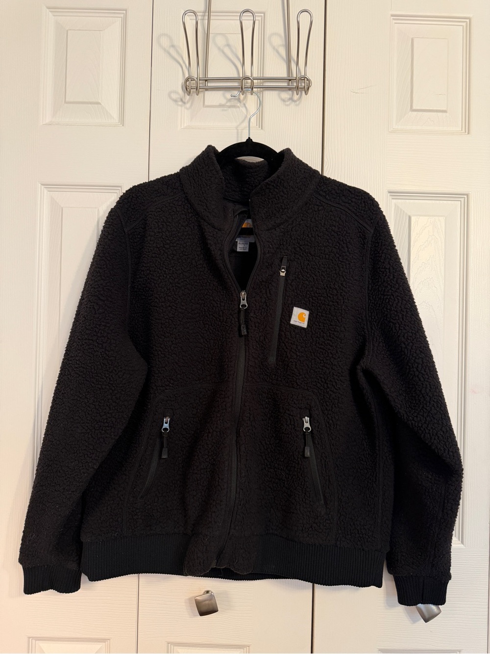 Carhartt Black Sherpa Fleece Full Zip Jacket Workwear Utility Outdoors